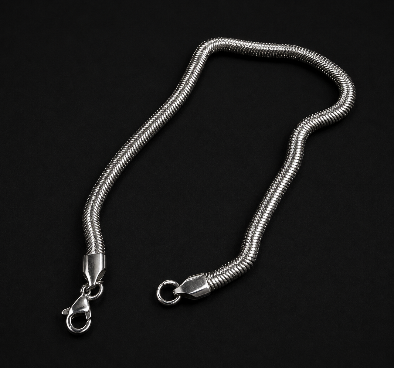 Niéche Snake Chain Bracelet flat lay, S-curve